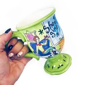 Shoe Girl Mug Jennifer Brinley Certified International Green Pedestal Coffee Cup